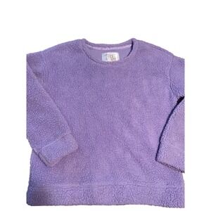 Muk Luks Lavender Sherpa Pullover‎ Sweatshirt Cozy Loungewear Women's Size Large